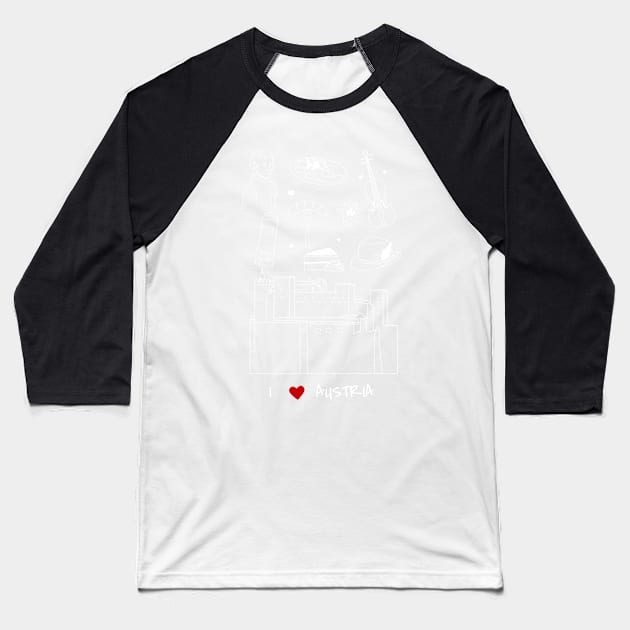 I Love Heart Austria Baseball T-Shirt by kansaikate